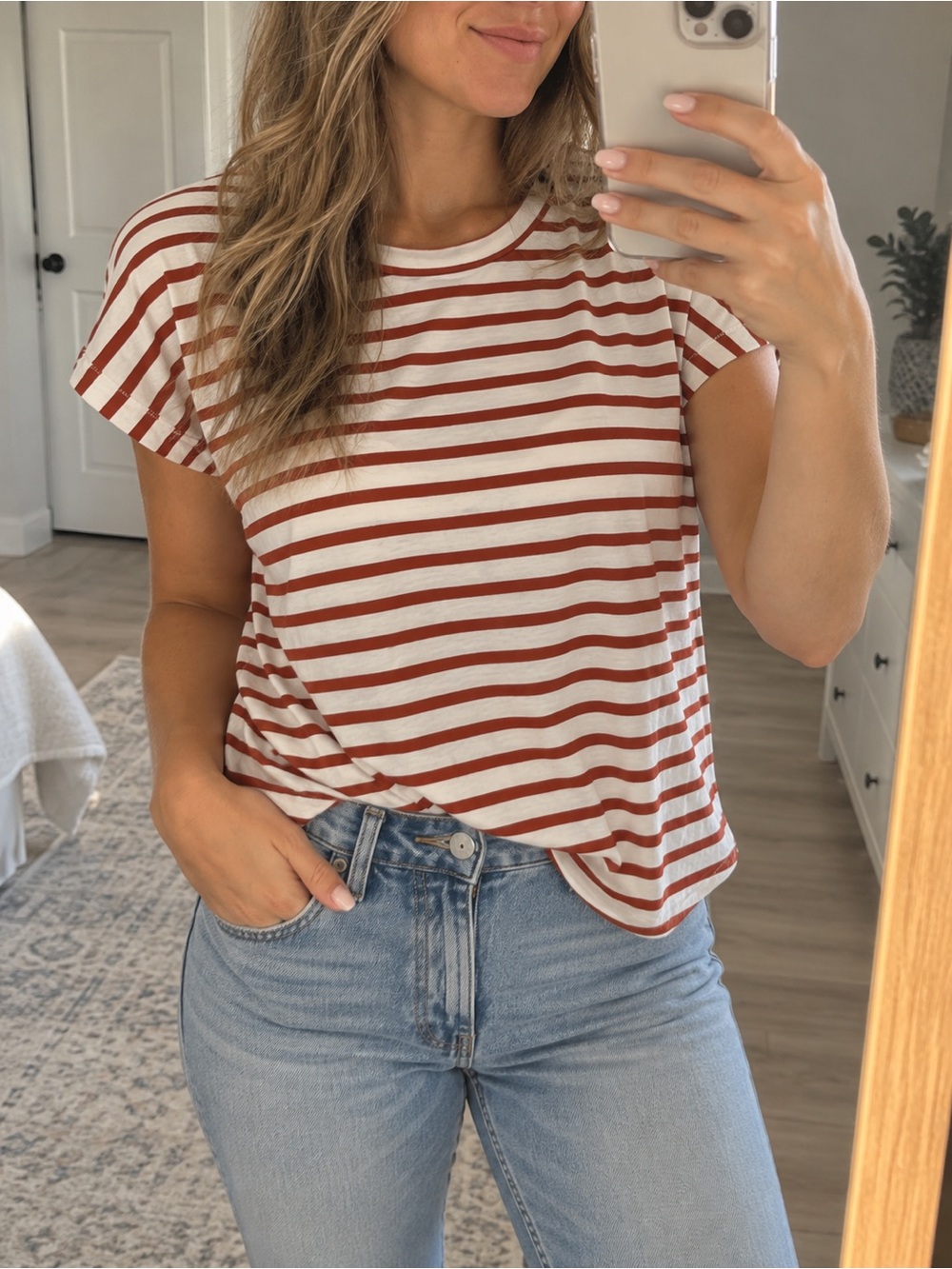 Rebel Society Rust Cream Striped Oversized Dolman Top M/L